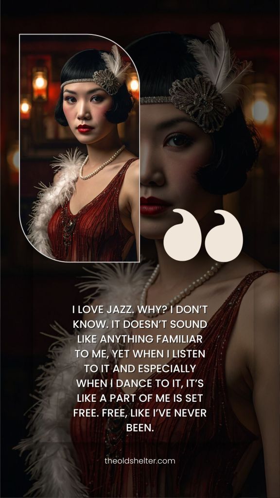 Pinterest pin. The text reads, "Ghosts Through the Cracks - Historical fantasy set in 1920s Chicago". The picture shows a young Chinese woman in a red flapper frock, with a red feather in her headband.